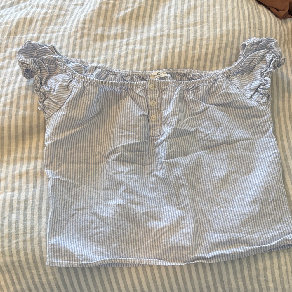 Brandy Melville Light Blue Striped Blouse